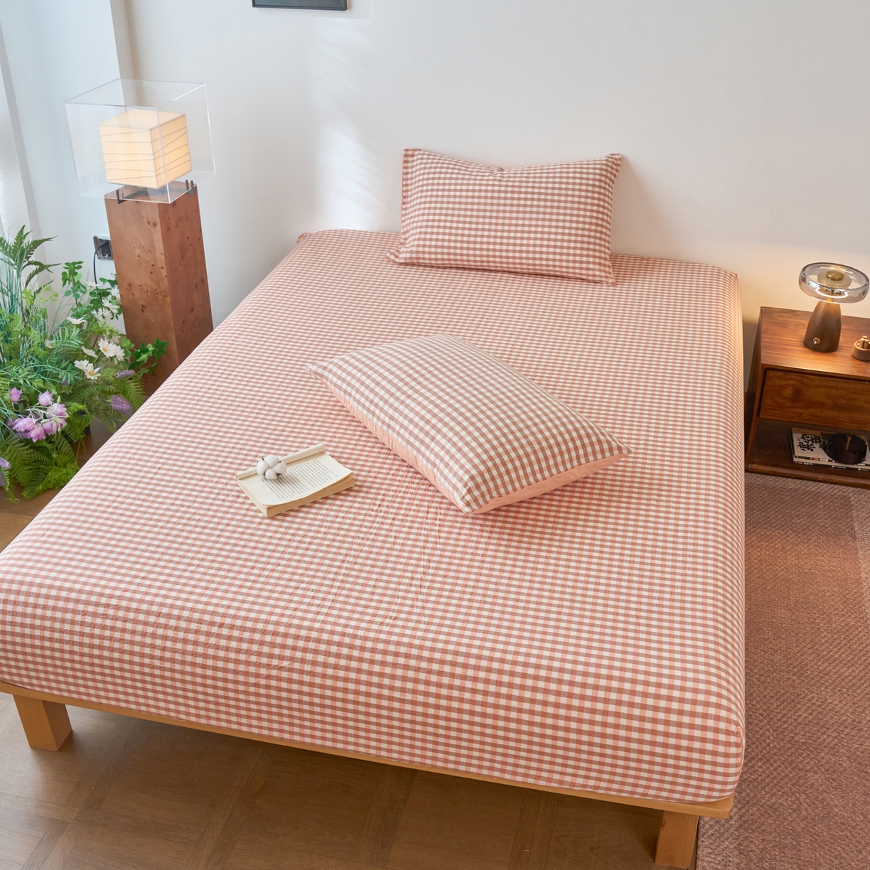 91家纺网 家纺一手货源 找家纺 春皖家纺 2026春夏新款全棉纯棉水洗棉单品系列床笠单件床笠单品-A版单床笠 素雅-玉格