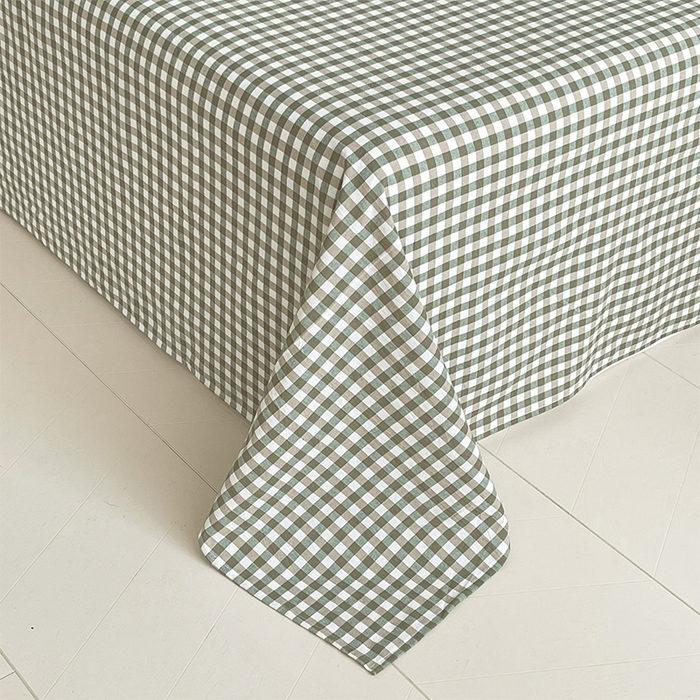 91家纺网 家纺一手货源 找家纺 春皖家纺 2026春夏新款全棉纯棉水洗棉单品系列床单单件床单单品-A版单床单 素雅-绿格