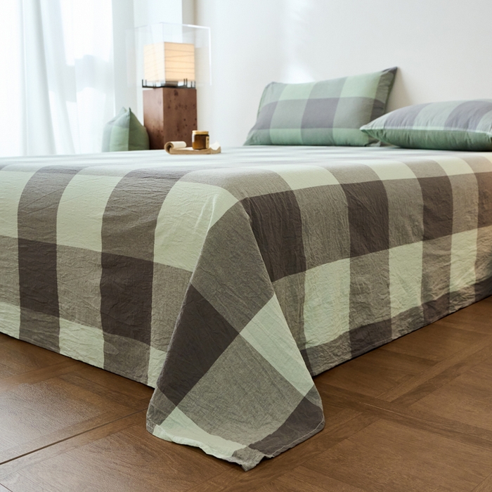 91家纺网 家纺一手货源 找家纺 春皖家纺 2026春夏新款全棉纯棉水洗棉单品系列床单单件床单单品-A版单床单 素雅-清格