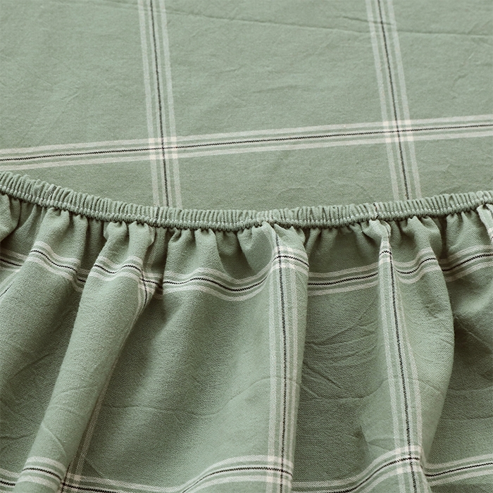 91家纺网 家纺一手货源 找家纺 春皖家纺 2026春夏新款全棉纯棉水洗棉单品系列床笠单件床笠单品-A版单床笠 素雅-韵绿