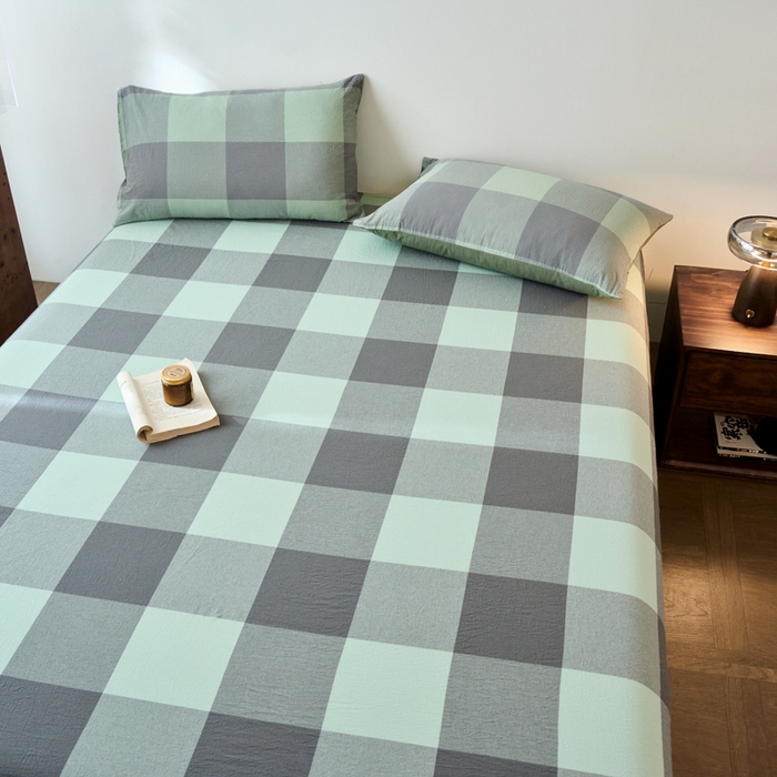 91家纺网 家纺一手货源 找家纺 春皖家纺 2026春夏新款全棉纯棉水洗棉单品系列床单单件床单单品-A版单床单 素雅-清格