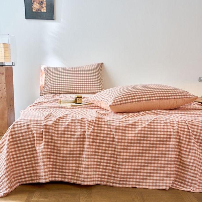 91家纺网 家纺一手货源 找家纺 春皖家纺 2026春夏新款全棉纯棉水洗棉单品系列床单单件床单单品-A版单床单 素雅-玉格