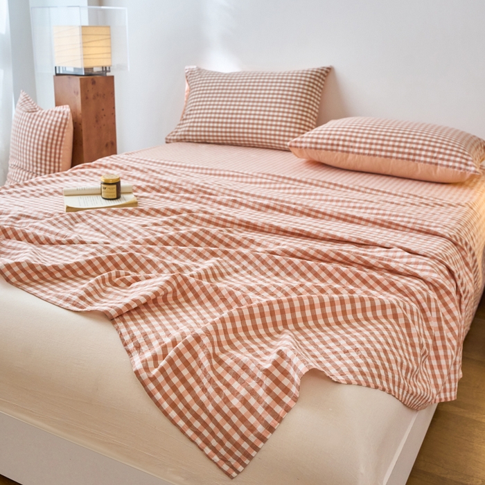 91家纺网 家纺一手货源 找家纺 春皖家纺 2026春夏新款全棉纯棉水洗棉单品系列床单单件床单单品-A版单床单 素雅-玉格