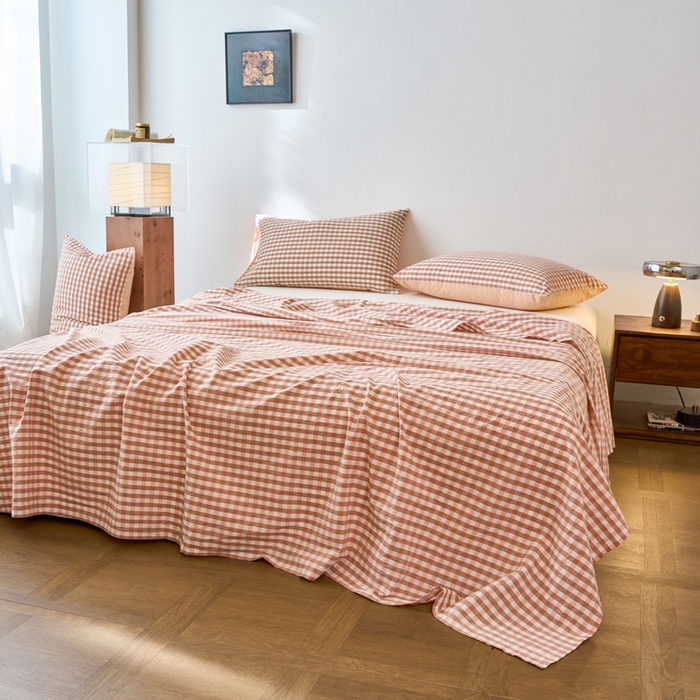 91家纺网 家纺一手货源 找家纺 春皖家纺 2026春夏新款全棉纯棉水洗棉单品系列床单单件床单单品-A版单床单 素雅-玉格