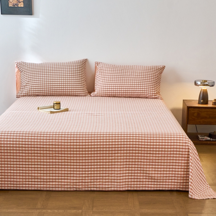 91家纺网 家纺一手货源 找家纺 春皖家纺 2026春夏新款全棉纯棉水洗棉单品系列床单单件床单单品-A版单床单 素雅-玉格