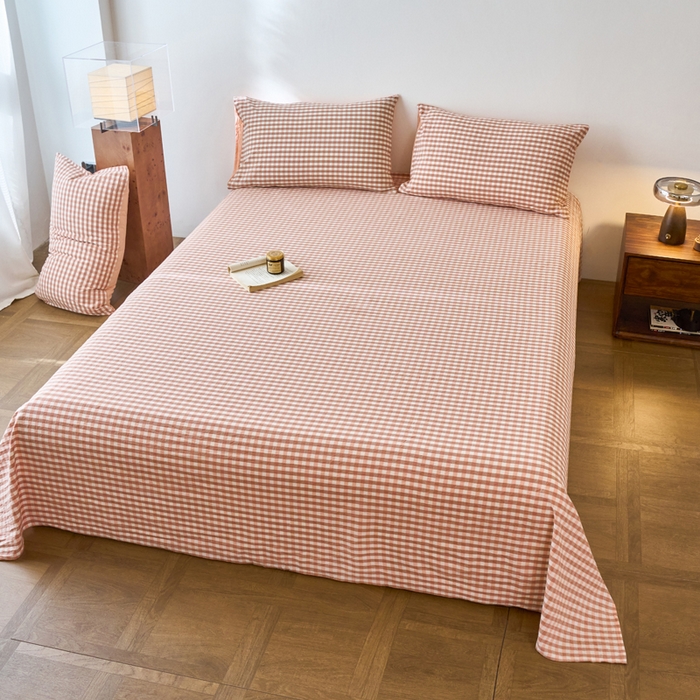 91家纺网 家纺一手货源 找家纺 春皖家纺 2026春夏新款全棉纯棉水洗棉单品系列床单单件床单单品-A版单床单 素雅-玉格