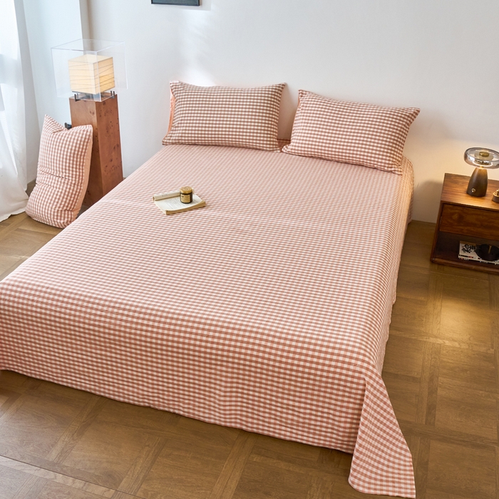 91家纺网 家纺一手货源 找家纺 春皖家纺 2026春夏新款全棉纯棉水洗棉单品系列床单单件床单单品-A版单床单 素雅-玉格