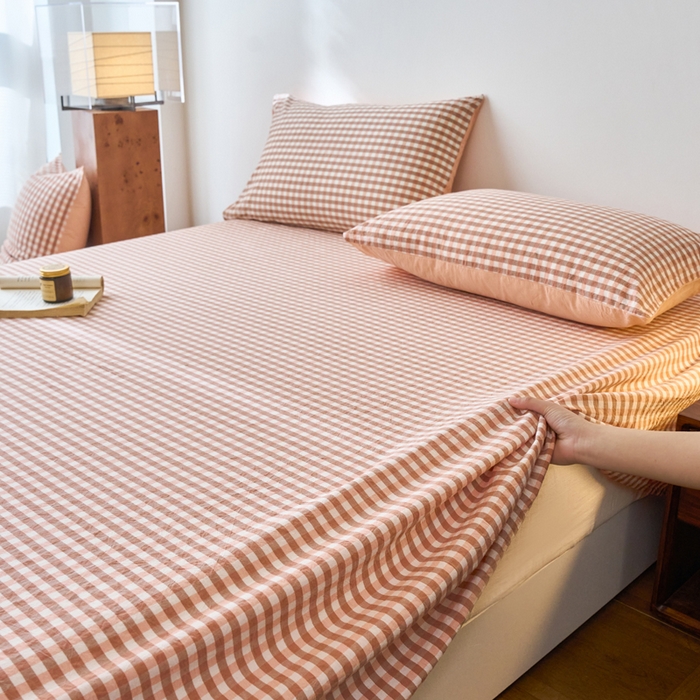 91家纺网 家纺一手货源 找家纺 春皖家纺 2026春夏新款全棉纯棉水洗棉单品系列床单单件床单单品-A版单床单 素雅-玉格