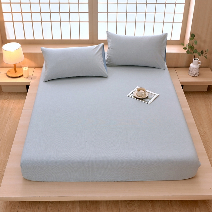 春皖家纺 2026春夏新款全棉纯棉水洗棉单品系列床笠单件床笠单品-A版单床笠 细条蓝