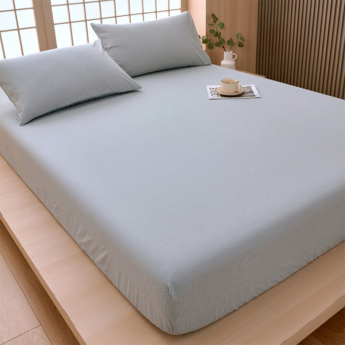 91家纺网 家纺一手货源 找家纺 春皖家纺 2026春夏新款全棉纯棉水洗棉单品系列床笠单件床笠单品-A版单床笠 细条蓝