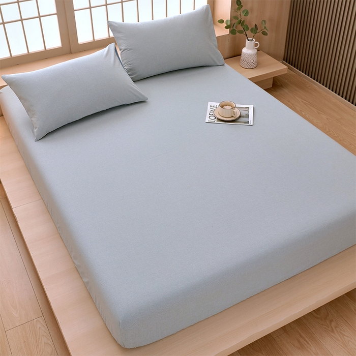 91家纺网 家纺一手货源 找家纺 春皖家纺 2026春夏新款全棉纯棉水洗棉单品系列床笠单件床笠单品-A版单床笠 细条蓝