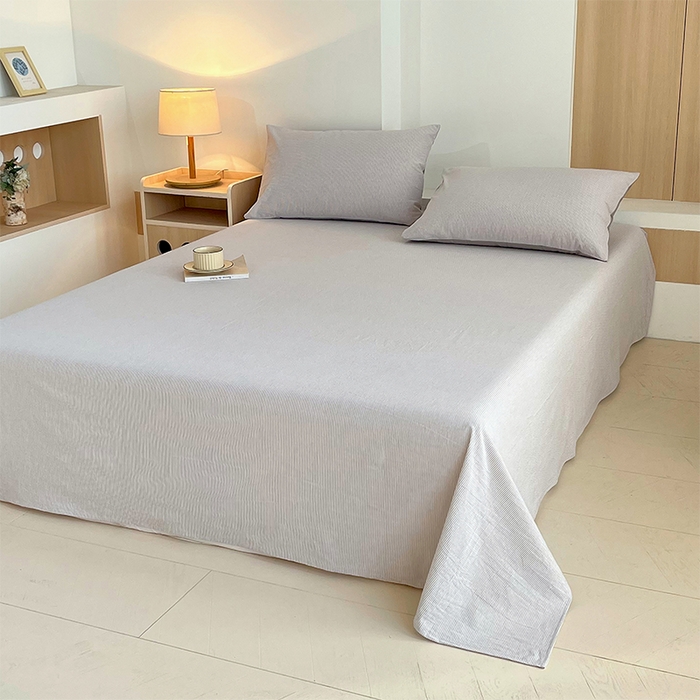 91家纺网 家纺一手货源 找家纺 春皖家纺 2026春夏新款全棉纯棉水洗棉单品系列床单单件床单单品-A版单床单 细条灰