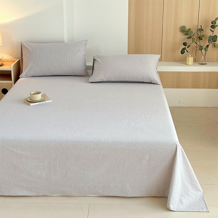 91家纺网 家纺一手货源 找家纺 春皖家纺 2026春夏新款全棉纯棉水洗棉单品系列床单单件床单单品-A版单床单 细条灰