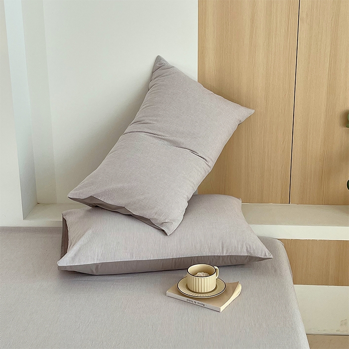 91家纺网 家纺一手货源 找家纺 春皖家纺 2026春夏新款全棉纯棉水洗棉单品系列床单单件床单单品-A版单床单 细条灰