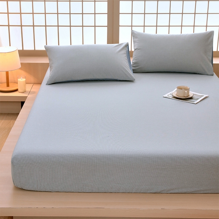 91家纺网 家纺一手货源 找家纺 春皖家纺 2026春夏新款全棉纯棉水洗棉单品系列床笠单件床笠单品-A版单床笠 细条绿