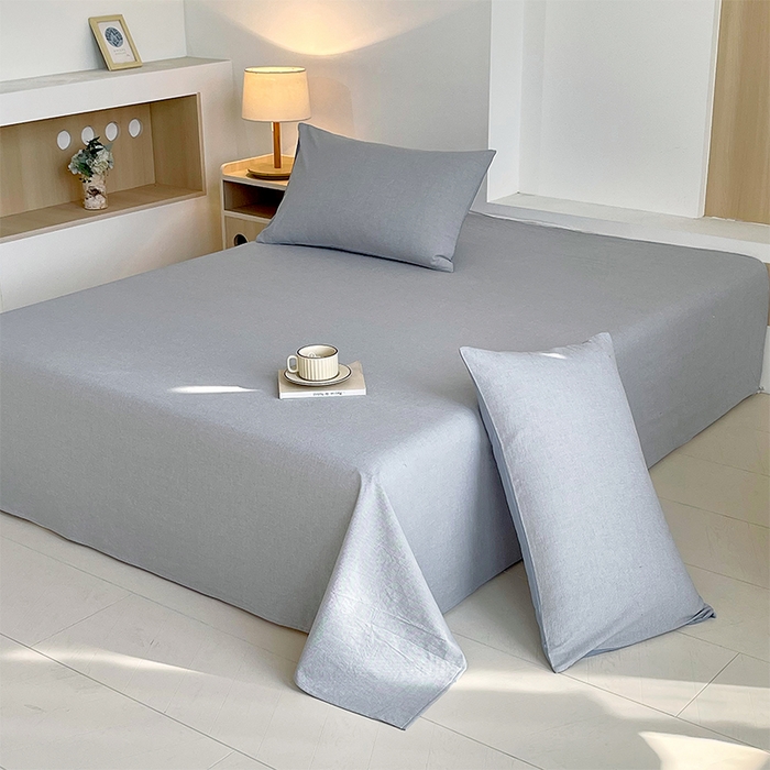 91家纺网 家纺一手货源 找家纺 春皖家纺 2026春夏新款全棉纯棉水洗棉单品系列床单单件床单单品-A版单床单 细条蓝