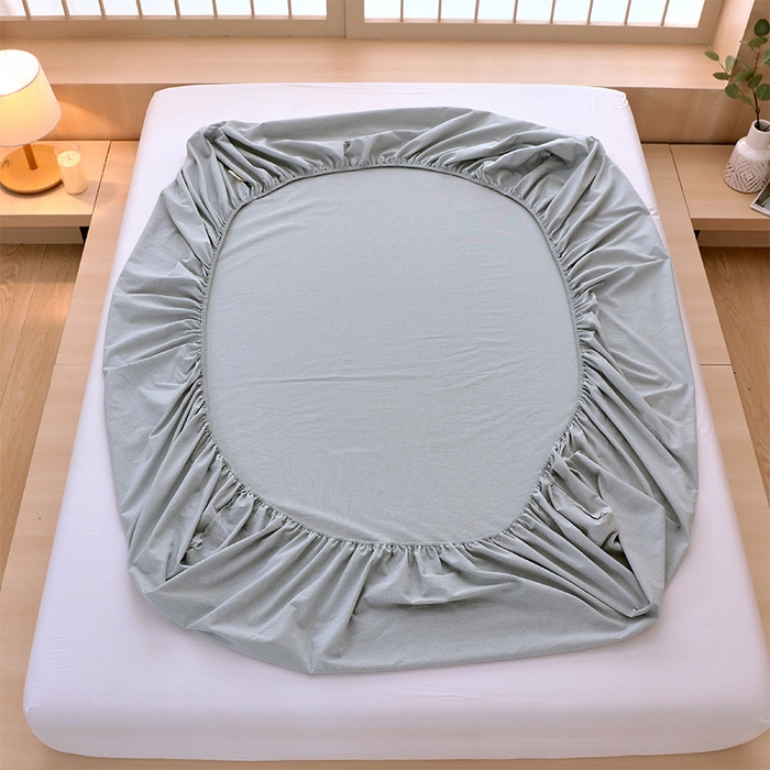 91家纺网 家纺一手货源 找家纺 春皖家纺 2026春夏新款全棉纯棉水洗棉单品系列床笠单件床笠单品-A版单床笠 细条绿