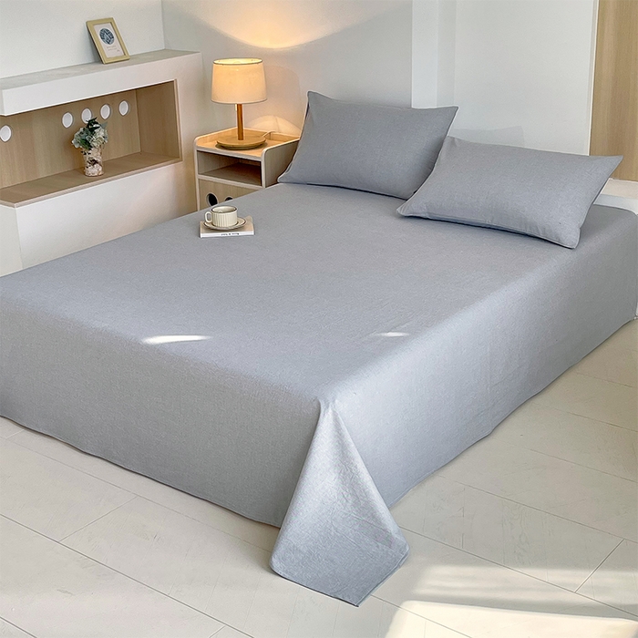 91家纺网 家纺一手货源 找家纺 春皖家纺 2026春夏新款全棉纯棉水洗棉单品系列床单单件床单单品-A版单床单 细条蓝