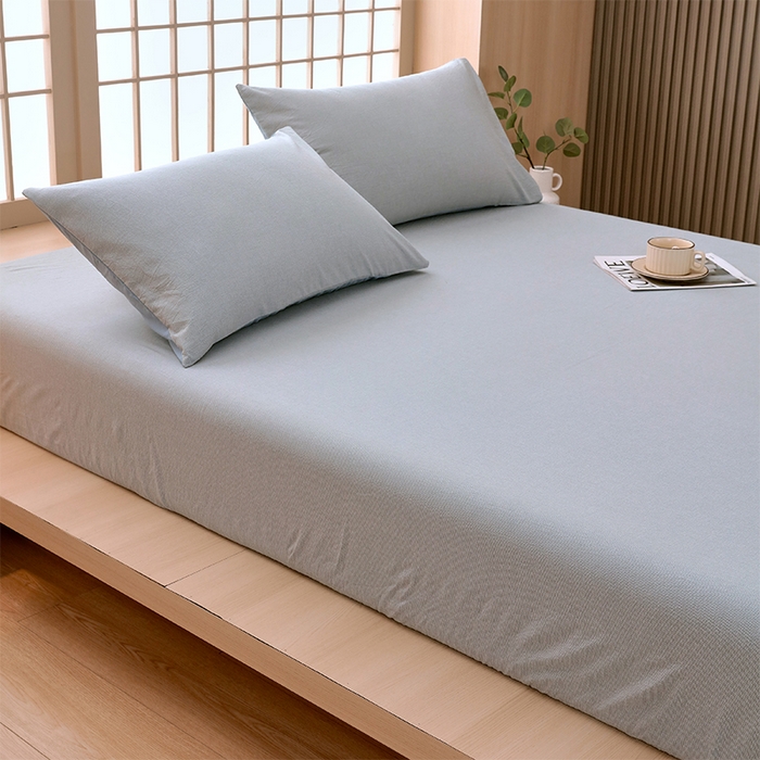 91家纺网 家纺一手货源 找家纺 春皖家纺 2026春夏新款全棉纯棉水洗棉单品系列床笠单件床笠单品-A版单床笠 细条绿