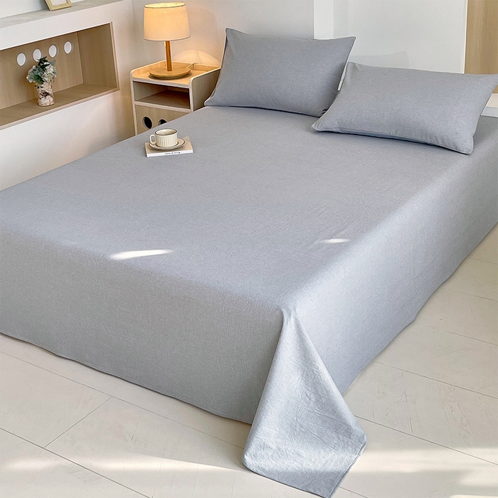 91家纺网 家纺一手货源 找家纺 春皖家纺 2026春夏新款全棉纯棉水洗棉单品系列床单单件床单单品-A版单床单 细条蓝