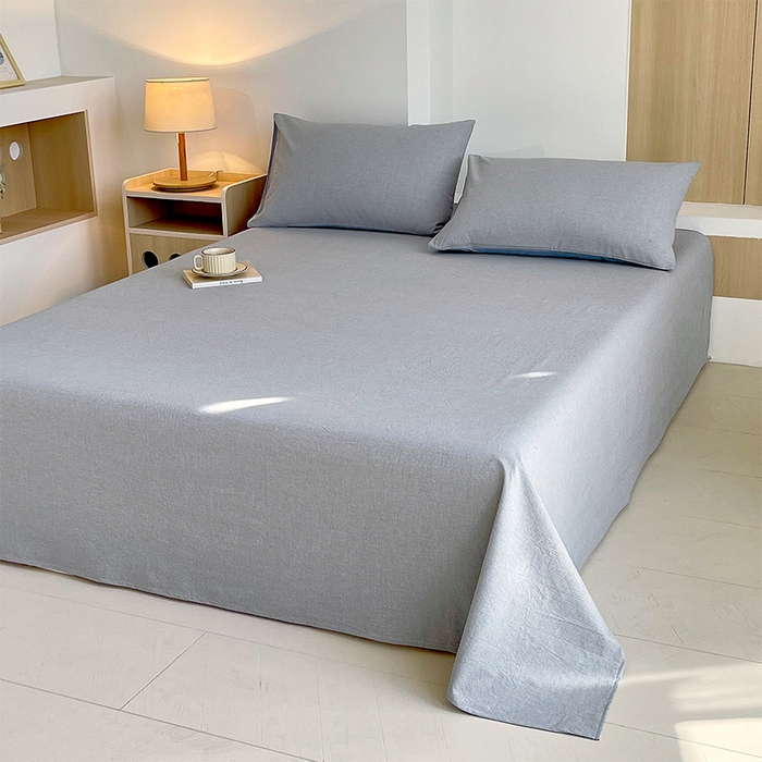 91家纺网 家纺一手货源 找家纺 春皖家纺 2026春夏新款全棉纯棉水洗棉单品系列床单单件床单单品-A版单床单 细条蓝