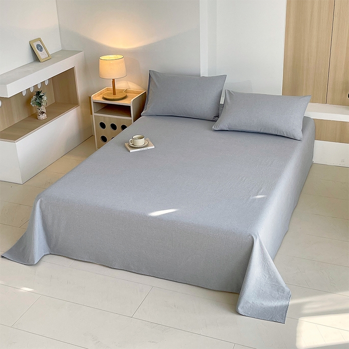 91家纺网 家纺一手货源 找家纺 春皖家纺 2026春夏新款全棉纯棉水洗棉单品系列床单单件床单单品-A版单床单 细条蓝