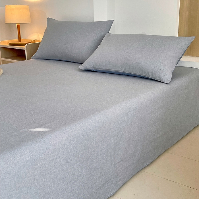 91家纺网 家纺一手货源 找家纺 春皖家纺 2026春夏新款全棉纯棉水洗棉单品系列床单单件床单单品-A版单床单 细条蓝