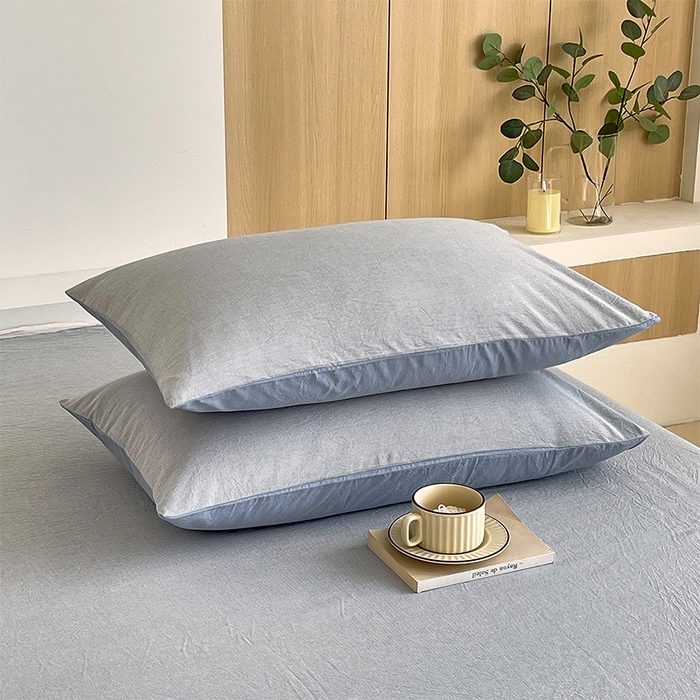 91家纺网 家纺一手货源 找家纺 春皖家纺 2026春夏新款全棉纯棉水洗棉单品系列床单单件床单单品-A版单床单 细条蓝