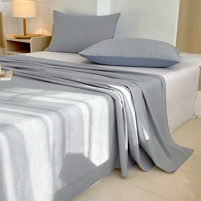 91家纺网 家纺一手货源 找家纺 春皖家纺 2026春夏新款全棉纯棉水洗棉单品系列床单单件床单单品-A版单床单 细条蓝