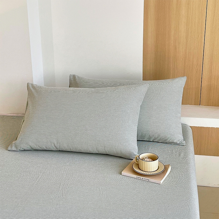 91家纺网 家纺一手货源 找家纺 春皖家纺 2026春夏新款全棉纯棉水洗棉单品系列床单单件床单单品-A版单床单 细条绿