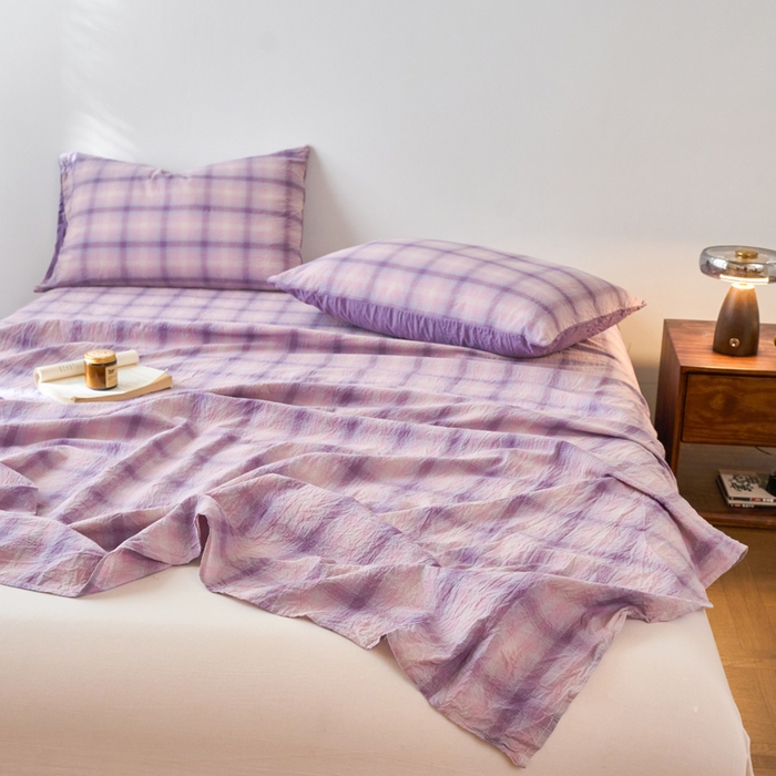 91家纺网 家纺一手货源 找家纺 春皖家纺 2026春夏新款全棉纯棉水洗棉单品系列床单单件床单单品-A版单床单 鸢尾紫