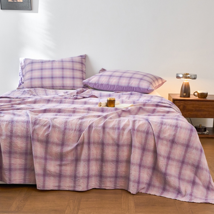 91家纺网 家纺一手货源 找家纺 春皖家纺 2026春夏新款全棉纯棉水洗棉单品系列床单单件床单单品-A版单床单 鸢尾紫