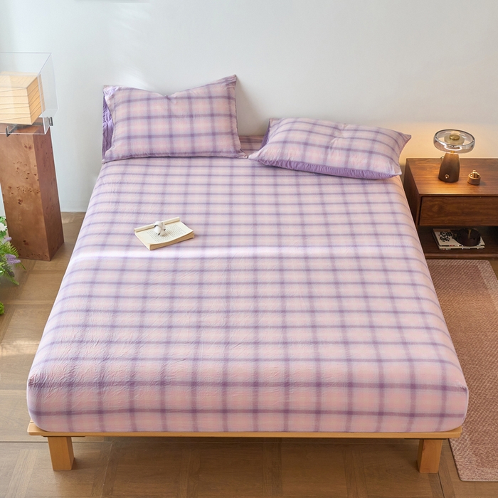 春皖家纺 2026春夏新款全棉纯棉水洗棉单品系列床笠单件床笠单品-A版单床笠 鸢尾紫