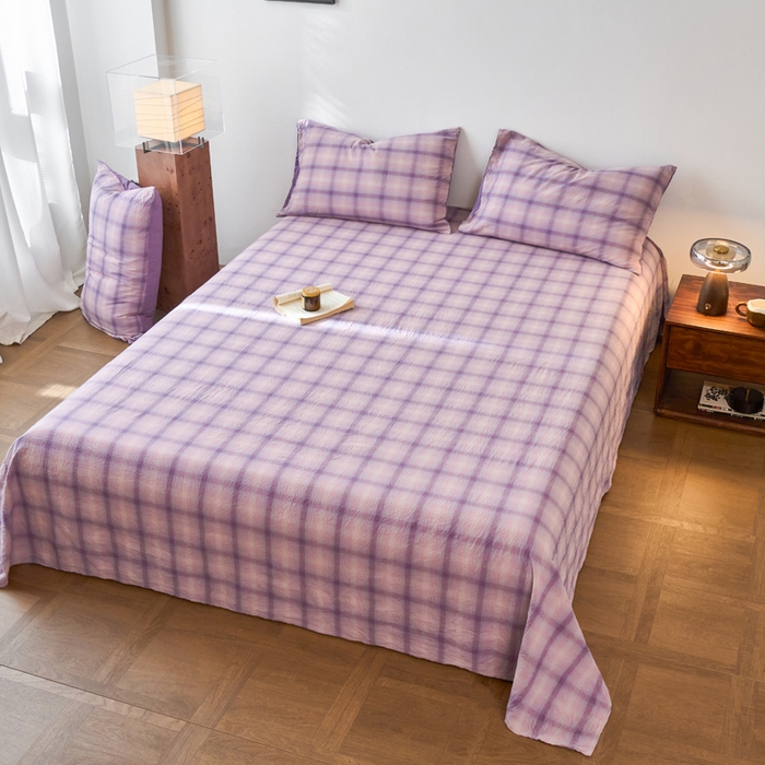 91家纺网 家纺一手货源 找家纺 春皖家纺 2026春夏新款全棉纯棉水洗棉单品系列床单单件床单单品-A版单床单 鸢尾紫