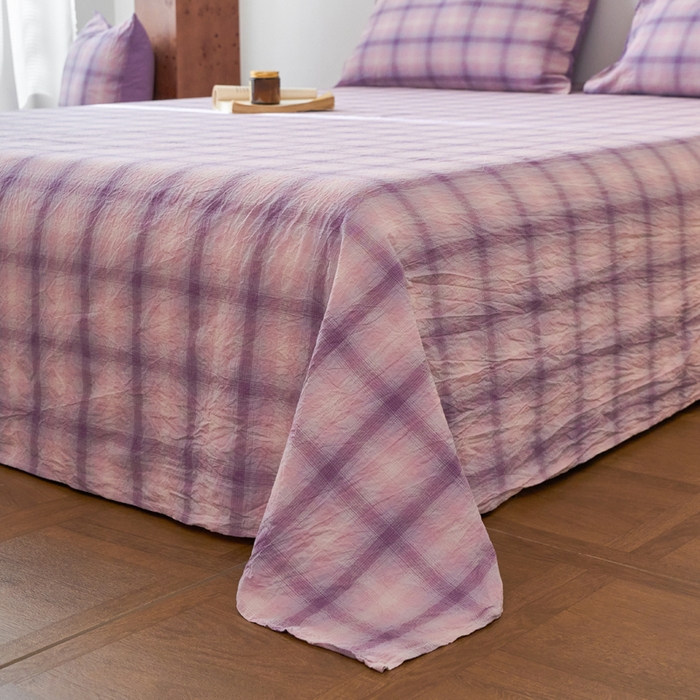 91家纺网 家纺一手货源 找家纺 春皖家纺 2026春夏新款全棉纯棉水洗棉单品系列床单单件床单单品-A版单床单 鸢尾紫