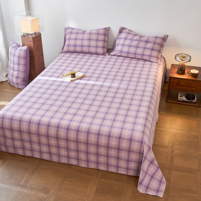 91家纺网 家纺一手货源 找家纺 春皖家纺 2026春夏新款全棉纯棉水洗棉单品系列床单单件床单单品-A版单床单 鸢尾紫