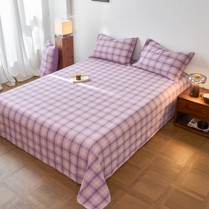 91家纺网 家纺一手货源 找家纺 春皖家纺 2026春夏新款全棉纯棉水洗棉单品系列床单单件床单单品-A版单床单 鸢尾紫