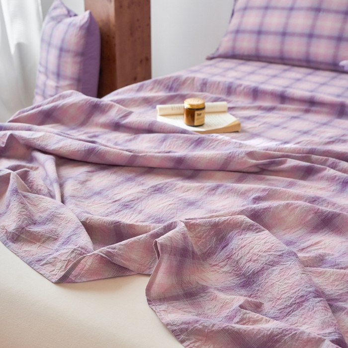 91家纺网 家纺一手货源 找家纺 春皖家纺 2026春夏新款全棉纯棉水洗棉单品系列床单单件床单单品-A版单床单 鸢尾紫