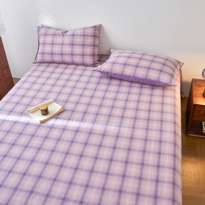 91家纺网 家纺一手货源 找家纺 春皖家纺 2026春夏新款全棉纯棉水洗棉单品系列床单单件床单单品-A版单床单 鸢尾紫