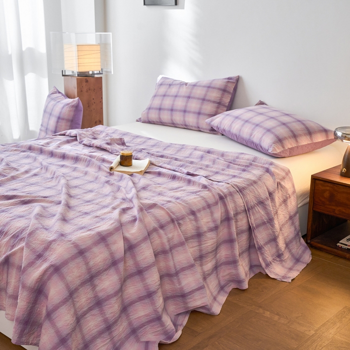 91家纺网 家纺一手货源 找家纺 春皖家纺 2026春夏新款全棉纯棉水洗棉单品系列床单单件床单单品-A版单床单 鸢尾紫