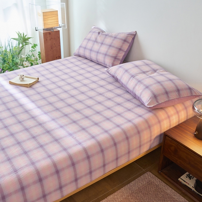 91家纺网 家纺一手货源 找家纺 春皖家纺 2026春夏新款全棉纯棉水洗棉单品系列床笠单件床笠单品-A版单床笠 鸢尾紫