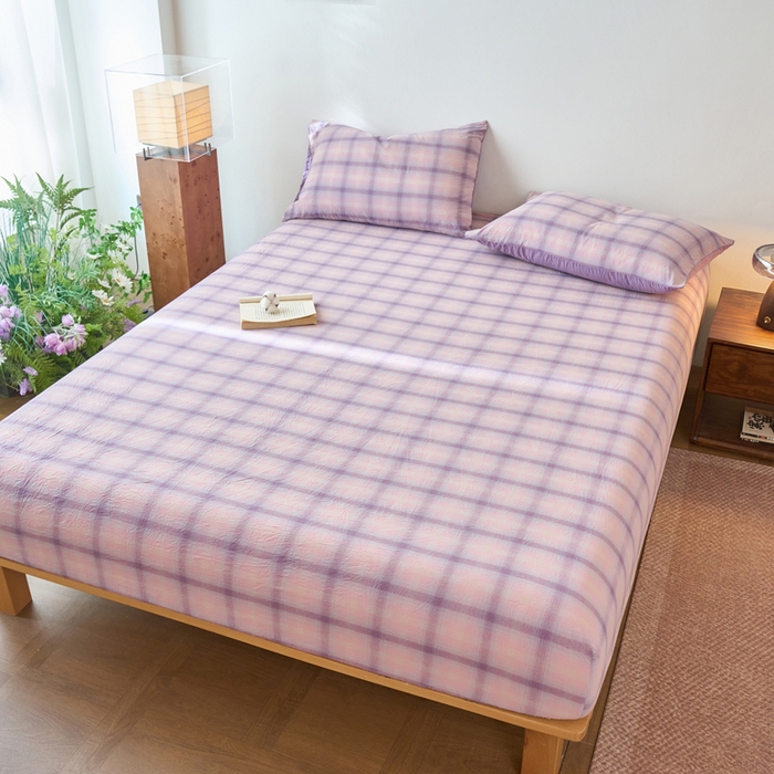 91家纺网 家纺一手货源 找家纺 春皖家纺 2026春夏新款全棉纯棉水洗棉单品系列床笠单件床笠单品-A版单床笠 鸢尾紫