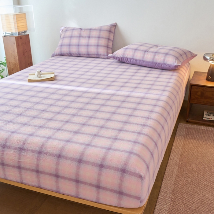 91家纺网 家纺一手货源 找家纺 春皖家纺 2026春夏新款全棉纯棉水洗棉单品系列床笠单件床笠单品-A版单床笠 鸢尾紫