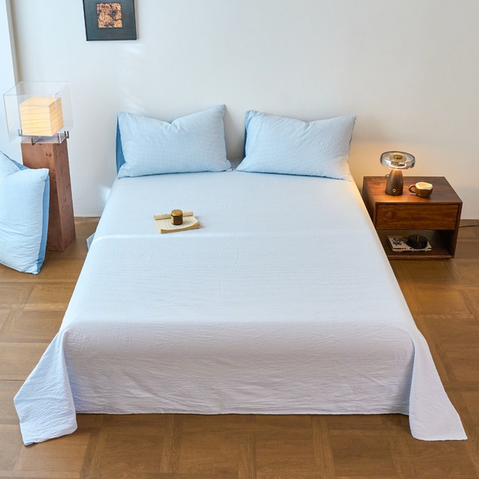 春皖家纺 2026春夏新款全棉纯棉水洗棉单品系列床单单件床单单品-A版单床单 月光蓝