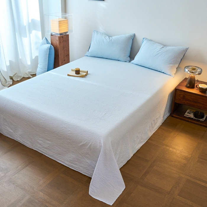 91家纺网 家纺一手货源 找家纺 春皖家纺 2026春夏新款全棉纯棉水洗棉单品系列床单单件床单单品-A版单床单 月光蓝
