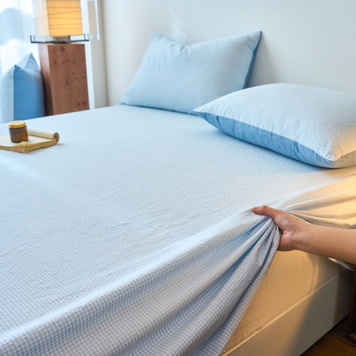 91家纺网 家纺一手货源 找家纺 春皖家纺 2026春夏新款全棉纯棉水洗棉单品系列床单单件床单单品-A版单床单 月光蓝