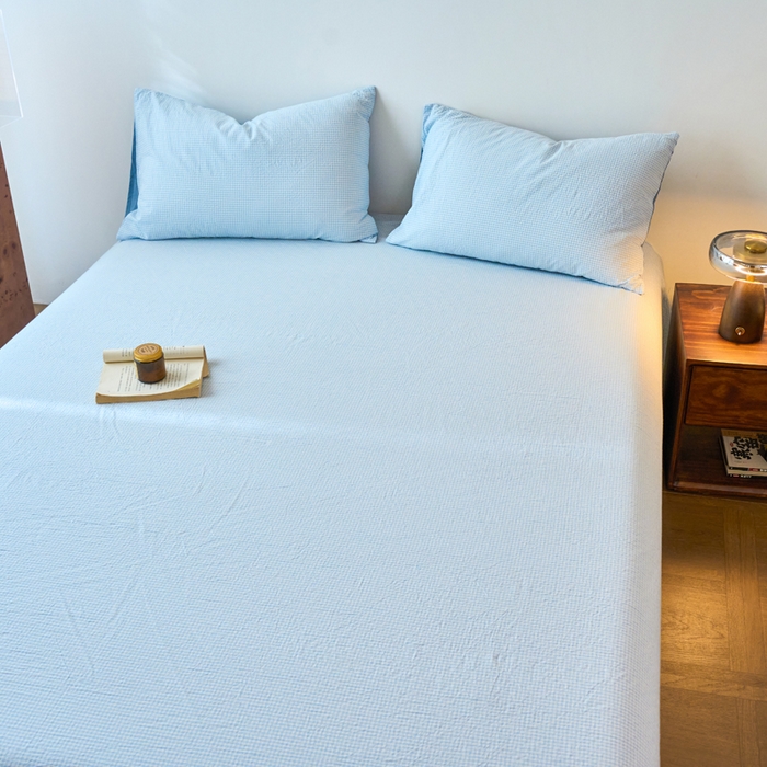 91家纺网 家纺一手货源 找家纺 春皖家纺 2026春夏新款全棉纯棉水洗棉单品系列床单单件床单单品-A版单床单 月光蓝