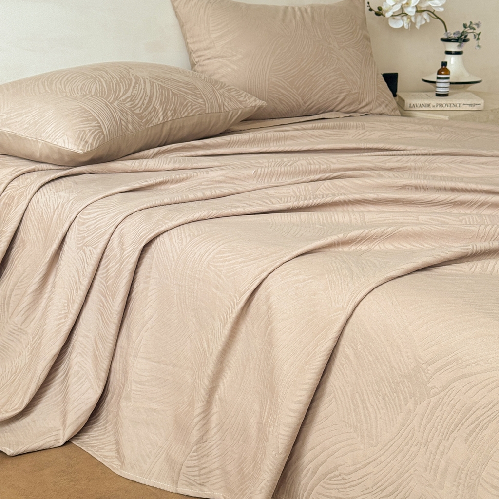 91家纺网 家纺一手货源 找家纺 眠博士 2026新款全棉提花床单单床单床单单件 月岛弥生-杏