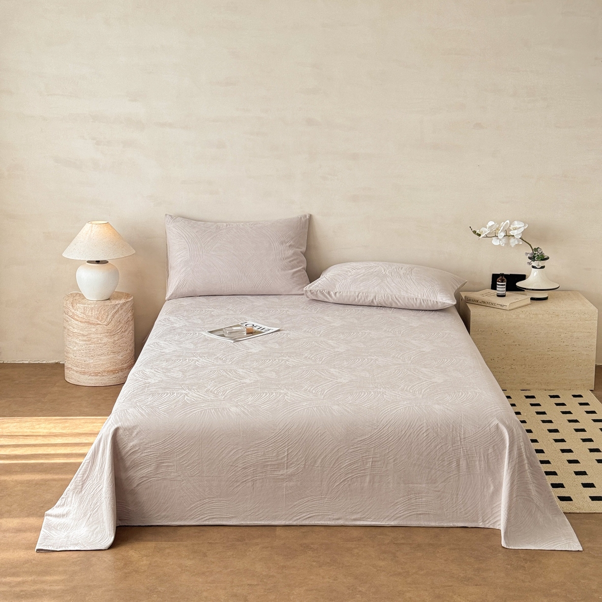 91家纺网 家纺一手货源 找家纺 眠博士 2026新款全棉提花床单单床单床单单件 月岛弥生-灰