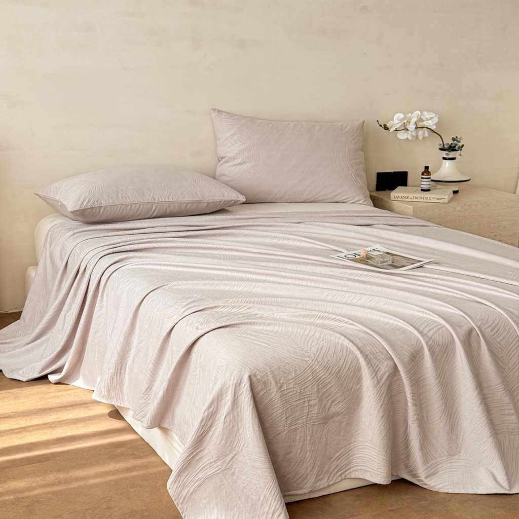 91家纺网 家纺一手货源 找家纺 眠博士 2026新款全棉提花床单单床单床单单件 月岛弥生-灰